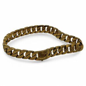 Gold-Tone Cuban Link Chain Necklace With Secure Clasp For Men Or Women